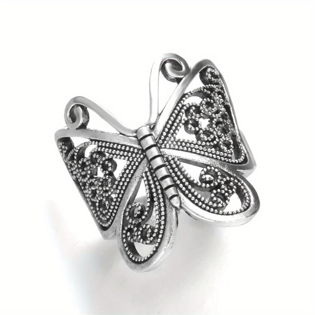 Retro Boho Butterfly Ring For Women Fashion Silver Color Owl Angel Wing Cat Animal Irregular Opening Rings Vintage Jewelry Gift
