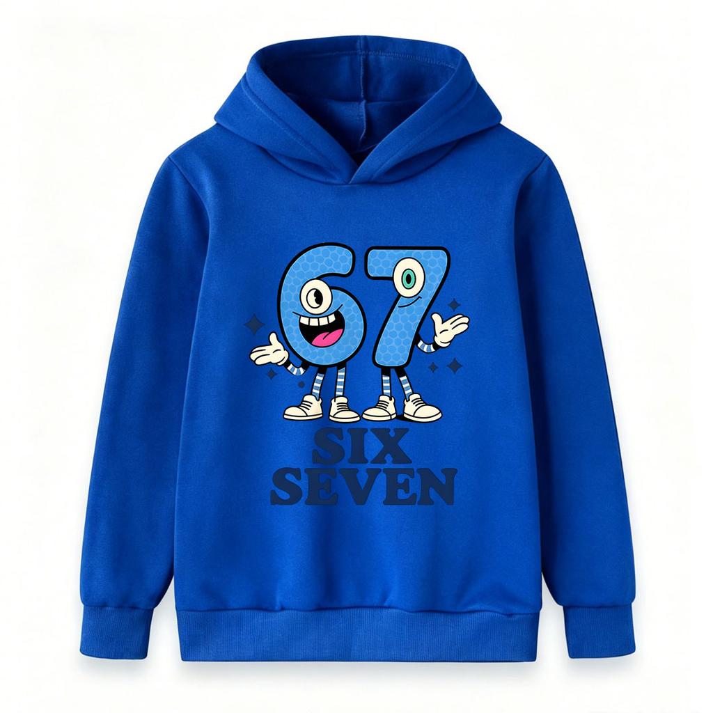 Kids Boys Girls Pullover Hoodie, Cute Cartoon 67 Character Printed Casual Sweatshirt, Soft Lightweight Long Sleeve Hooded Top for Daily Wear Party Gif