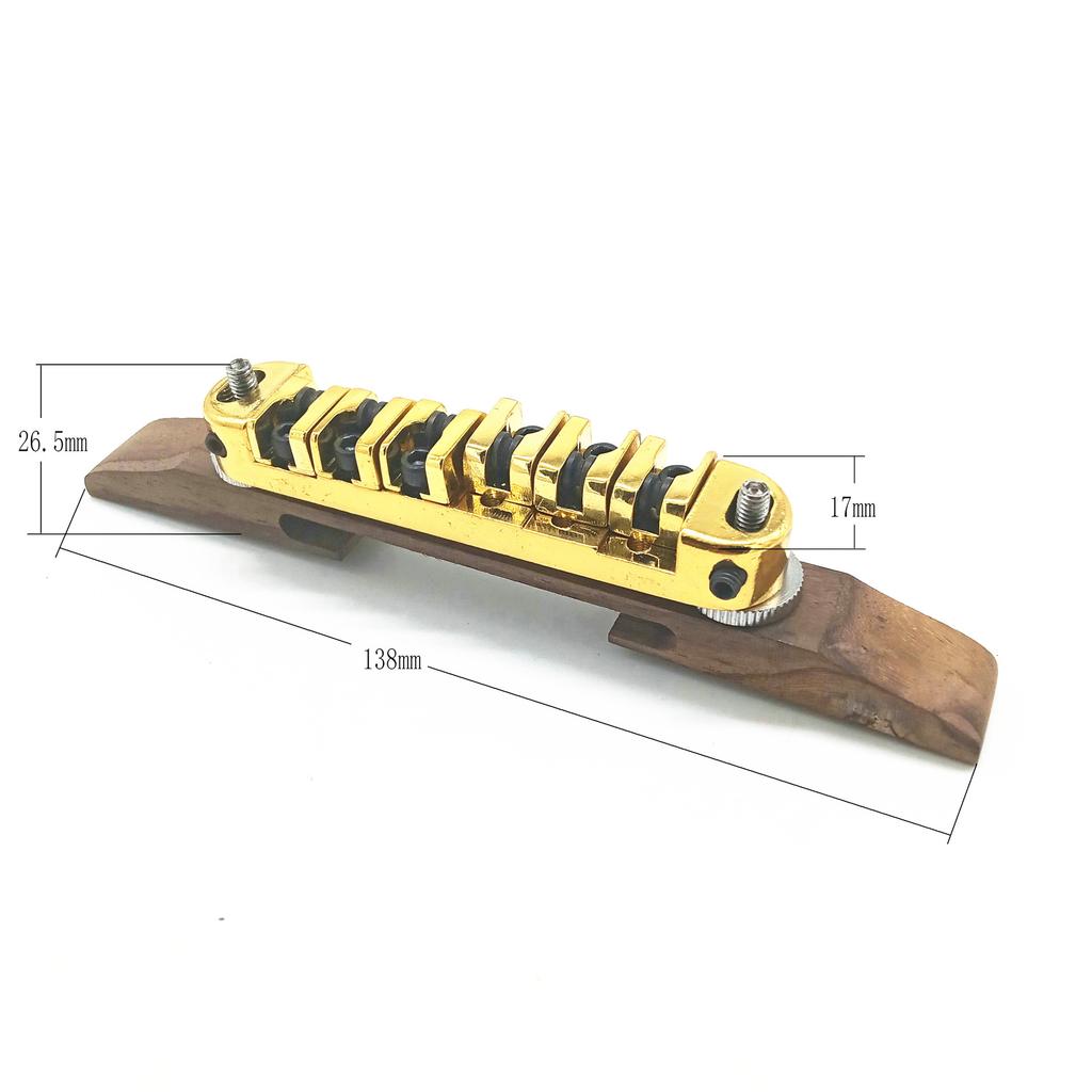Gold Optional Archtop Jazz Guitar Roller Saddles Tune-O-Matic Bridge Rosewood Base with Wrench Guitar Bridge Replacement