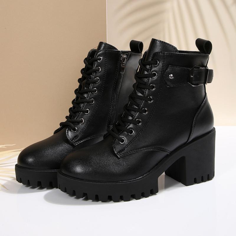Fashion High Heels Platform Booties Women's Single Boots Fall/Winter 2025 New Block Heel Platform
