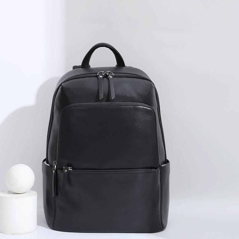 Men's Genuine Leather Lightweight Business Backpack - Large Capacity, High-End Traveler & Commuter Pack