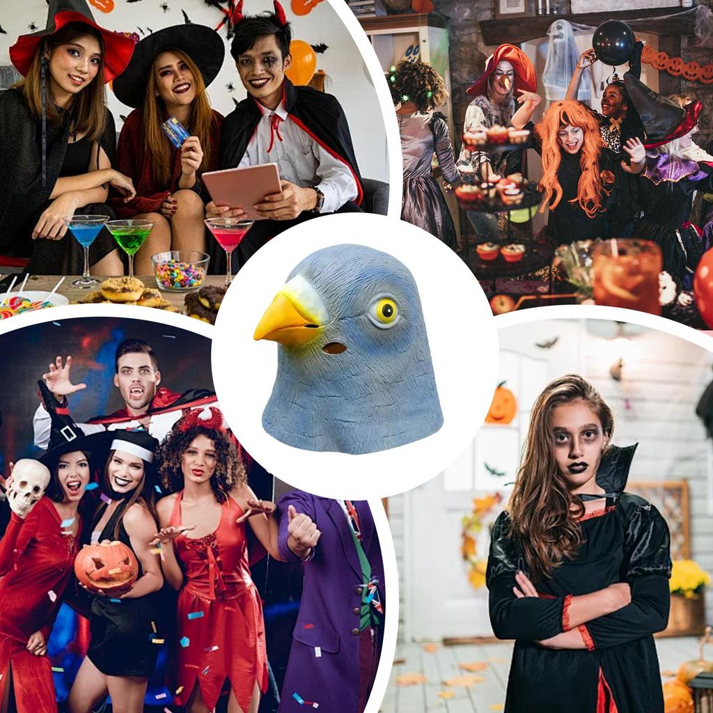 Halloween Pigeons Mask Latex Bird Headgear Halloween Fancy Dress Cosplay Costume Animal Head Cover Party Props For Party Cosplay