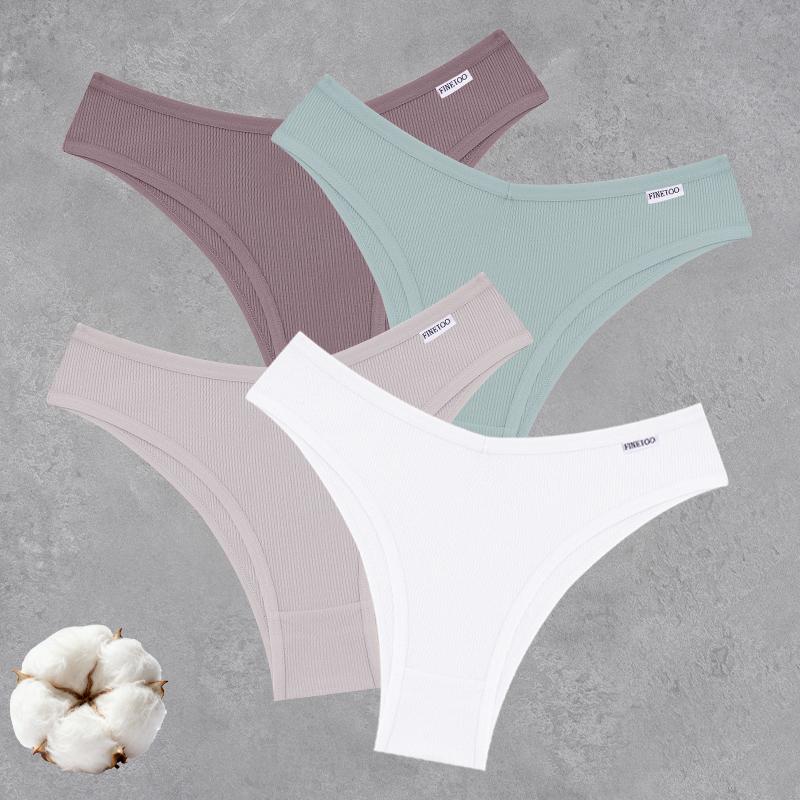 4PCS Seamless Cotton Bikini Panties For Women Sexy Low Waist Breathable Brazilian Pants Female Soft Intimate Lingerie