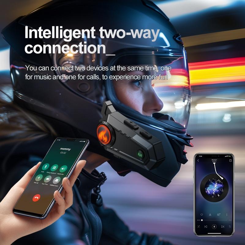 Motorcycle Helmet Bluetooth Headset 1000mAh Long Battery CVC Noise Reduction Kit