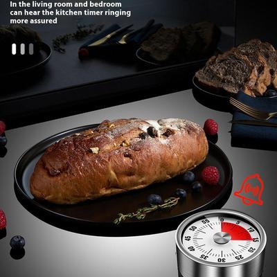 Stainless Steel Kitchen Timer Mechanical Countdown Clock for Baking/Student Time Management/Reminder