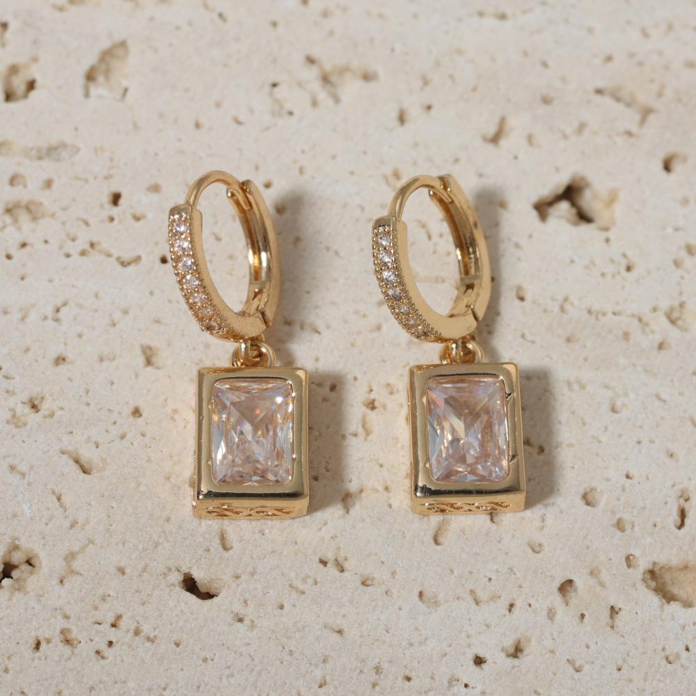 Trendy Square Dangle Earrings for Women Fashion Zirconia Earrings Jewelry Party Accessories