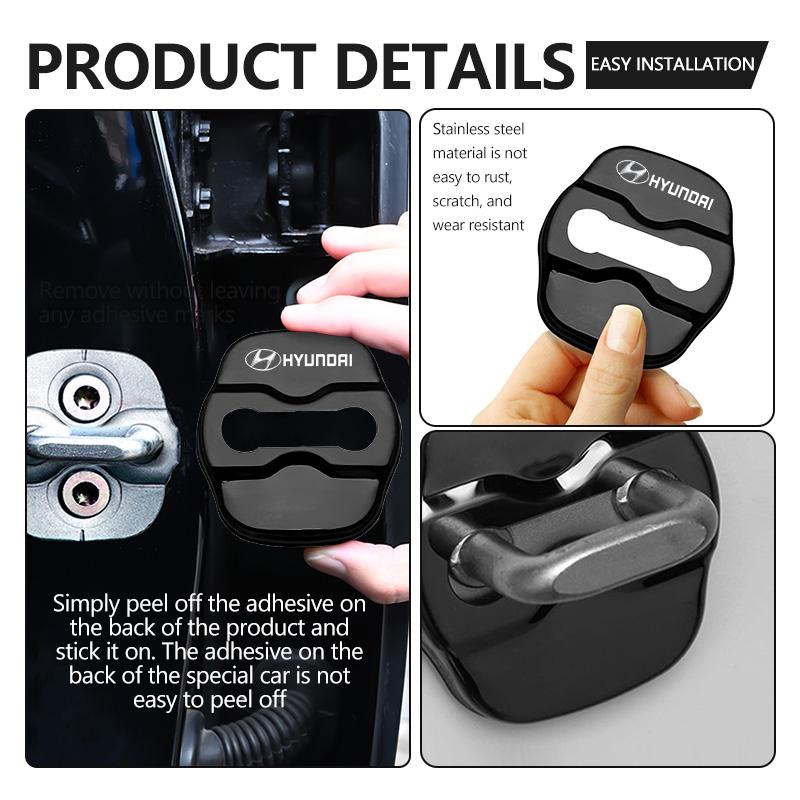 Stainless Car Door Lock Buckle Trim Cover Protector Rust Accessories For Hyundai GDi N Line i10 Azera Genesis G70 G80 G90 Accent R8