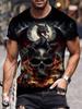 New Summer Daily Casual Men's Tops Street Fashion Dragon And Skull Printed Men's T-shirt Outdoor Sports Light  Mens Tee