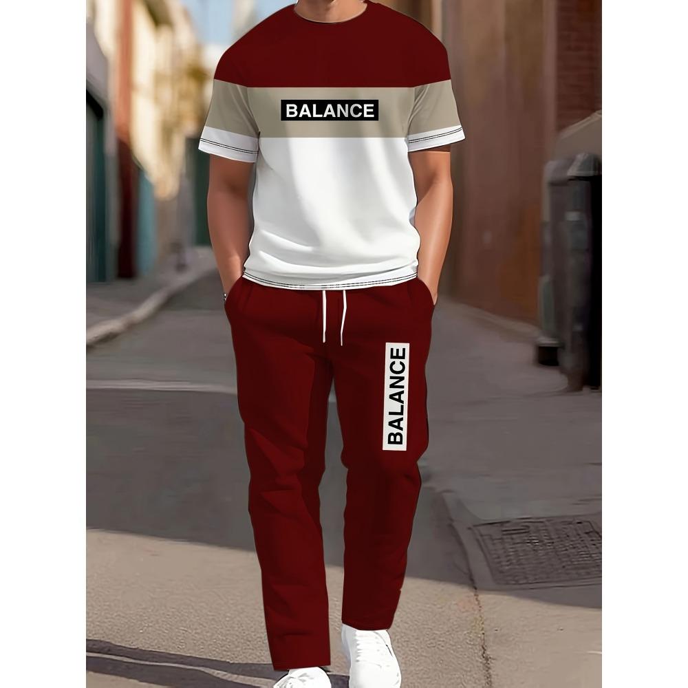 3D Navy Anchor Pattern Men's Set Summer Crew Neck Short Sleeve Shirt With Casual Trousers Two-Piece Set Casual Men's Set