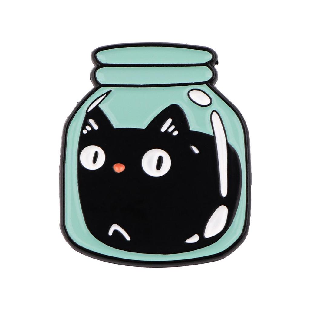 Cartoon Black Cat Brooch Pin - Cute Metal Alloy Accessory for Women and Backpacks