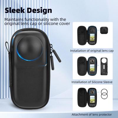 Case for Insta 360 X4 X5 , Portable Small Storage Bag Protective Cover Hard Shell Travel Protector with Wrist Strap Carabiner