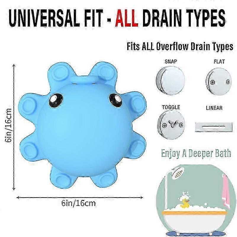 Bathtub Overflow Drain Cover Tub Soak Bath Overflow Suction Cup Seal Bathroom Spa Accessories Adds Inches of Water for Deeper Bath
