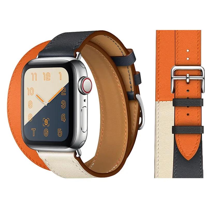 Genuine Leather Bracelet Strap For Apple Watch Band 45mm 49mm 41mm 44mm 42mm 46mm Leather Wristband iWatch Ultra 11 10 9 8 7 6 5