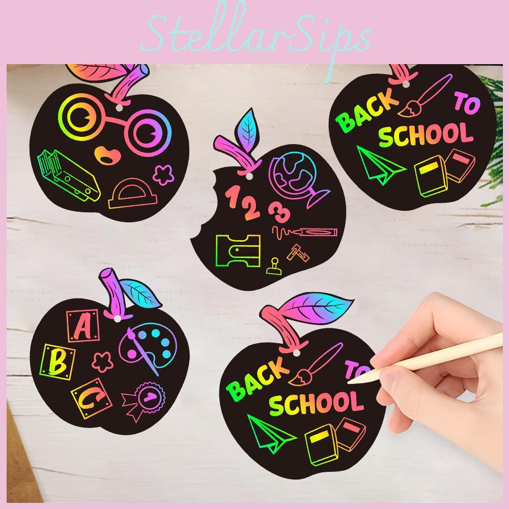 Colorful Diy Shaped Scratch Card Set Hanging School Decoration Props