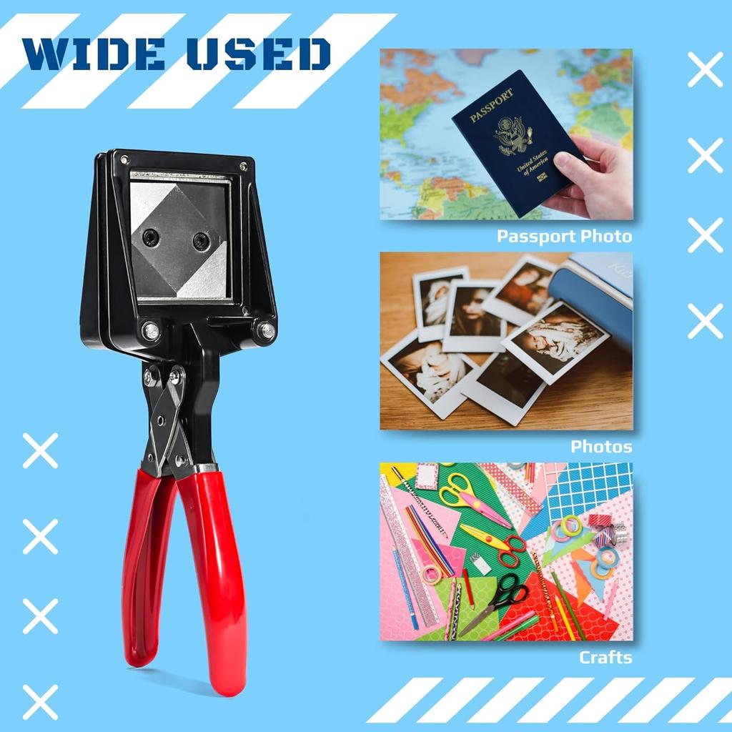 2” x 2” Passport Die Cutter Punch, Handheld Paper Photo Picture Cutter, Metal Passport Cutter, ID Die Cutter, Hardened Steel Dies, Business Cards