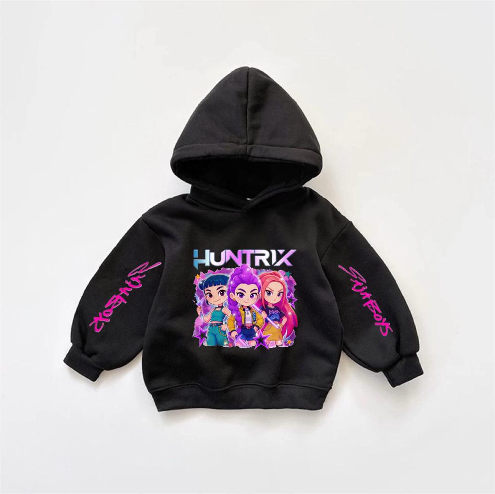 Pink Hoodies Demon Huntrix Long-sleeved Sweatshirts Girls Child Trendy Casual Hooded Tops Kids New Loose Fashion Autumn Wear