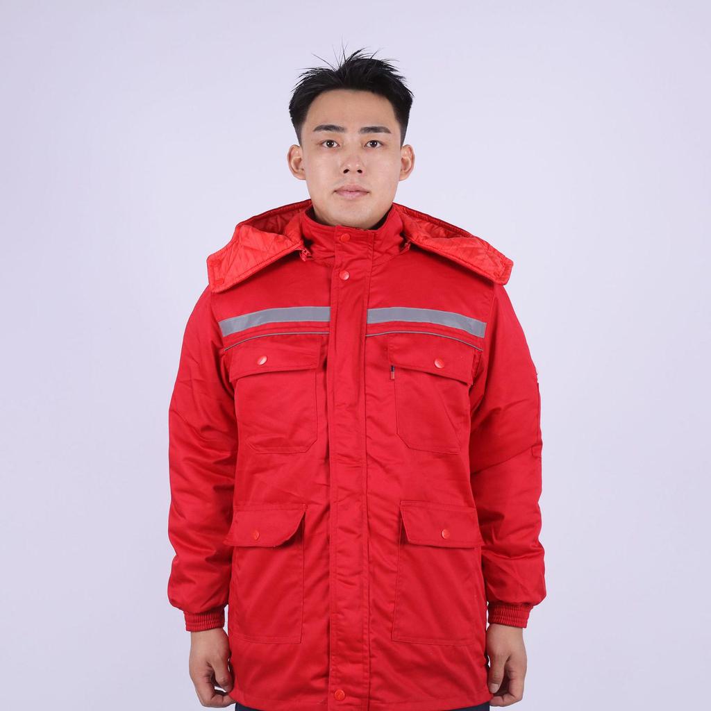 Men's Winter Antistatic Reflective Cotton-Padded Jacket for Cold Storage Workwear