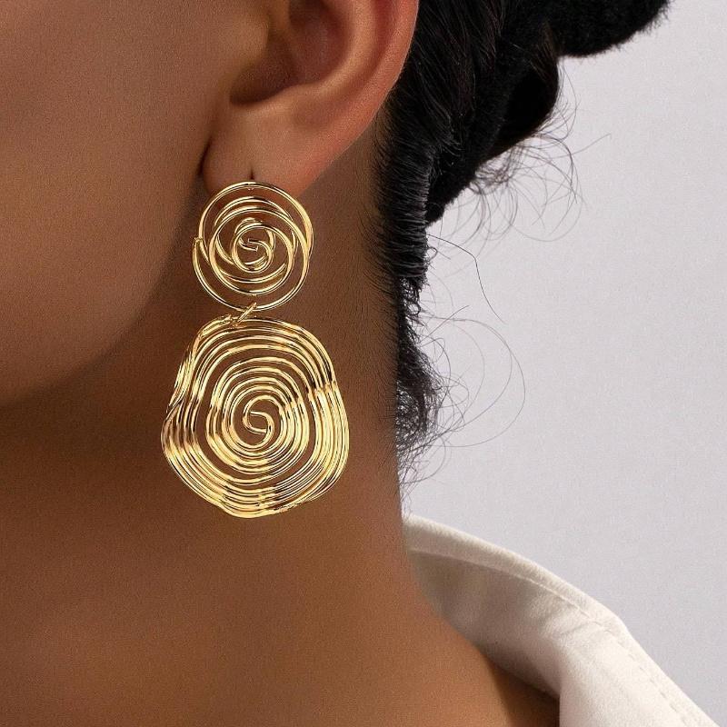 1 Paar Gothic Punk Stil Mehrschichtige Runde Goldene Creolen für Damen, Böhmischer Resort Übertriebener Schmuck