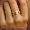 Purple Amethyst Karma Band, Yellow Gold Plated Silver, Engagement gift for her, Personalized Anniversary Jewelry