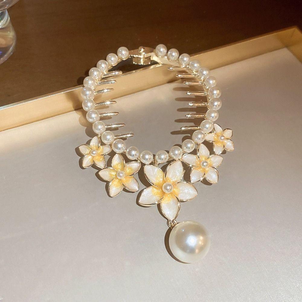 Korean Style Ponytail Buckle Flower Women Hair Claw Butterfly Pearl Hair Clip Hair Bun Fixed Clip