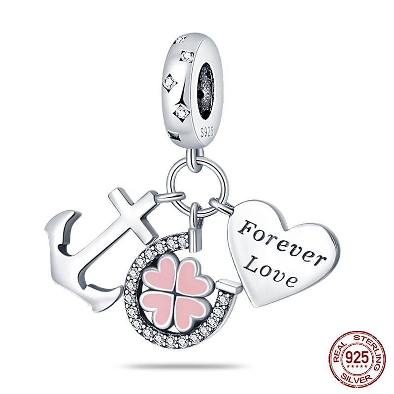 925 Lucky Clover Charm Beads Fit 3mm Sterling Silver Bracelet DIY Ladies Birthday Gift