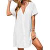 Abito camicia casual estivo con scollo a V da donna, abiti da spiaggia