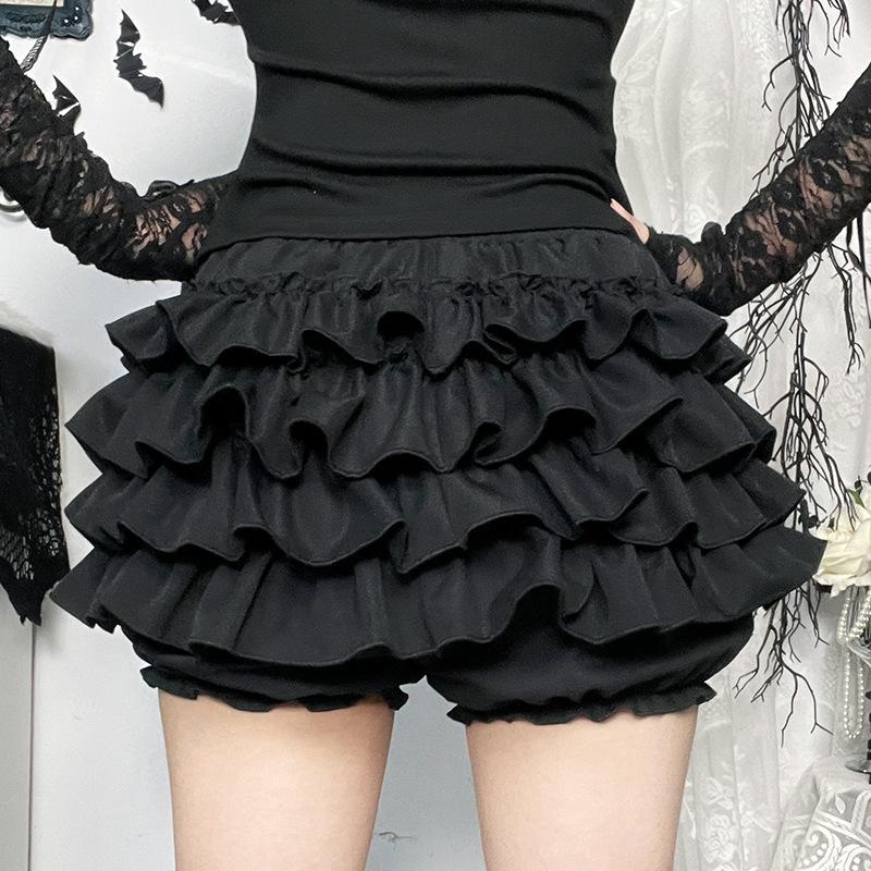 Women Harajuku Kawaii Y2K E-girl Skirts Cross Pendant Culottes Aesthetic Fairycore Short Dress Vintage Gothic Punk Cake Shorts