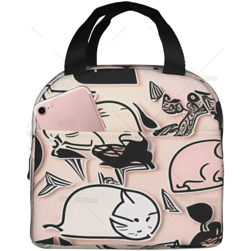 Desene animate la modă Chronst Un grup de iepuri Genți de prânz, Cutie de prânz reutilizabilă cu animale pentru femei bărbați Geantă de prânz pentru facultate muncă