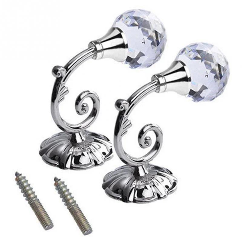 2 Pcs Metal Crystal Glass Curtain Holdback Wall Tie Back Hooks Hanger Holder Window Accessories 2025