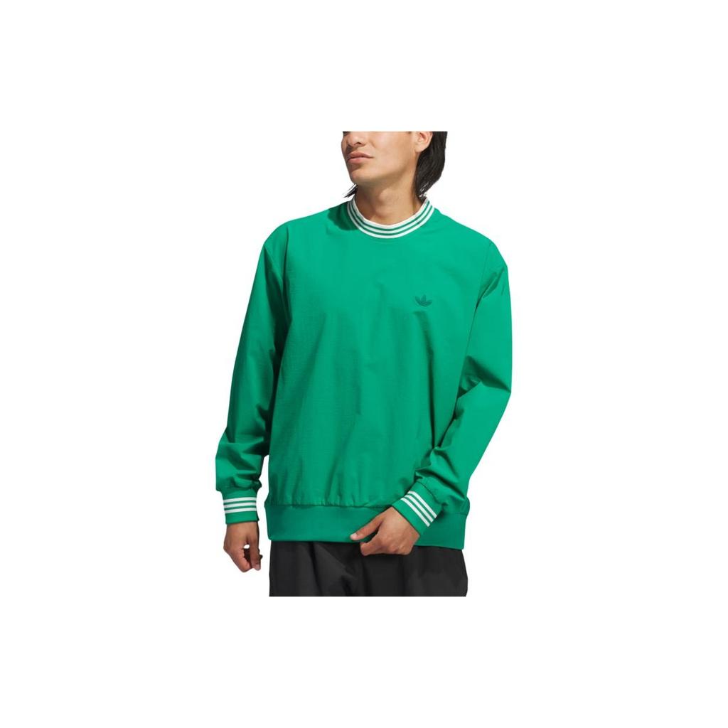 Adidas Originals Ss24 Rolling Links Series Logo Sport Stripe Long Sleeve Sweatshirt Men Sweatshirt Smoke-Green JE9340