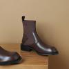 Krazing Pot Microfiber Autumn Winter Shoes Thick Med Heels Size 43 Chelsea Boots Back Knitwear Beauty Lady Stretch Ankle Boots