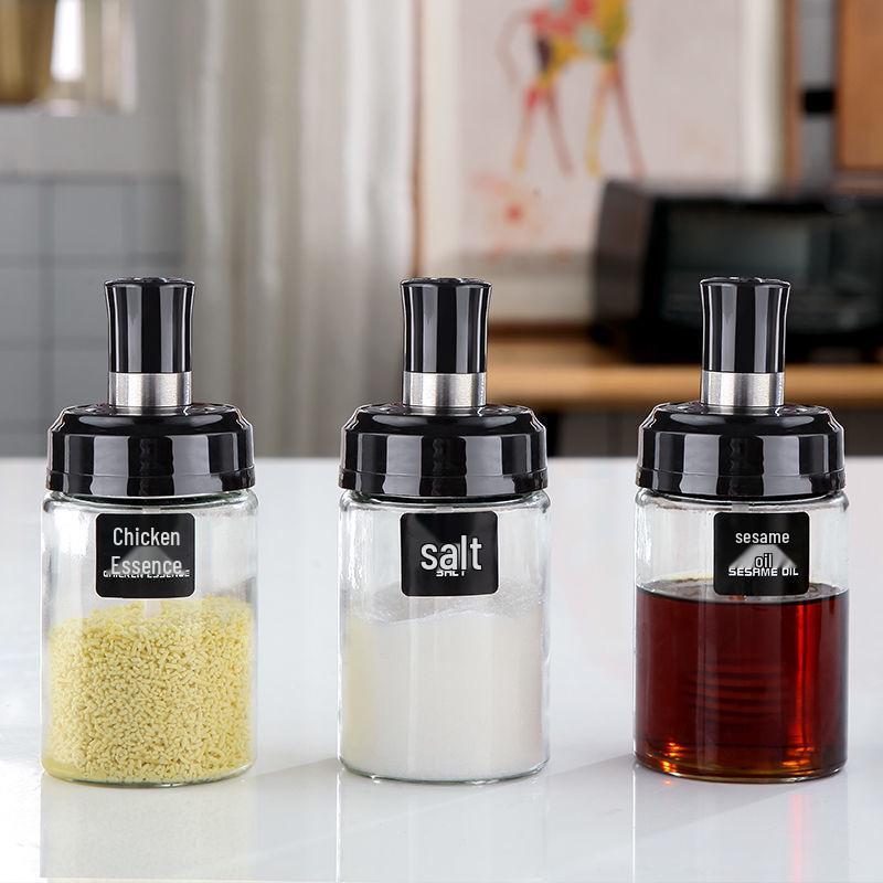 Moisture-Proof Glass Seasoning Jar with Spoon