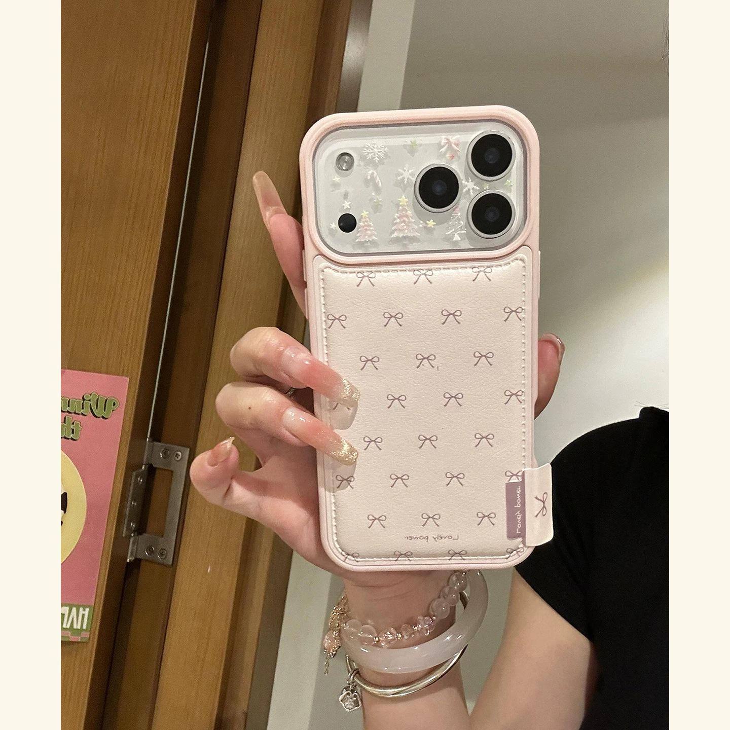 

Puff Bow Pearl Protective Case for Apple 17 Pro/Pro Max, Girly Drop-Proof Cover for 16/15 16 Pro