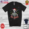 Custom Name Six Seven Christmas Lights Santa Skeleton Teenager Family T-Shirt