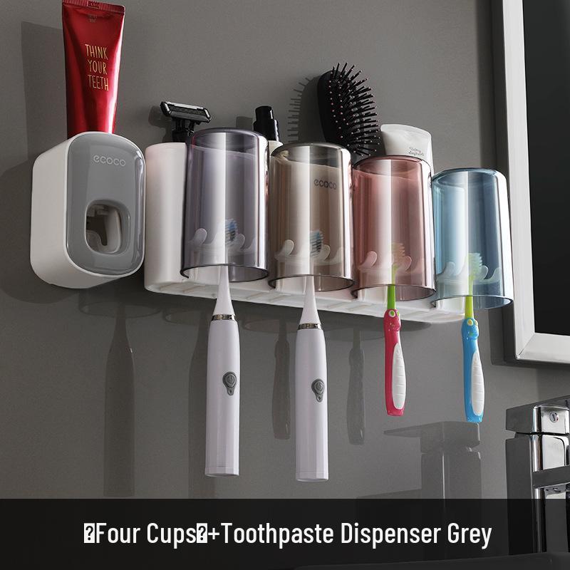 Conjunto de Porta-Escova de Dentes e Copo de Enxágue Montado na Parede sem Furos