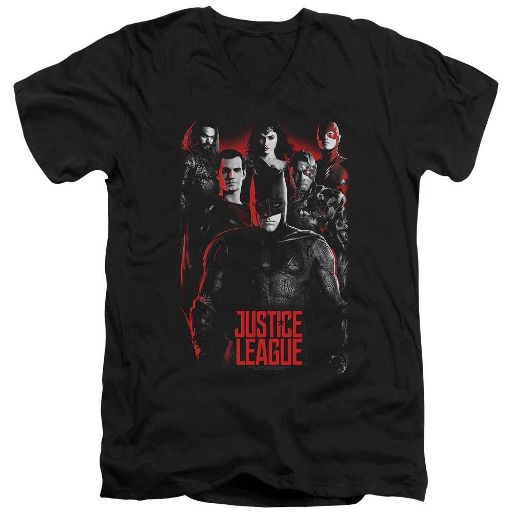 

Justice League Movie the League Mens Slim Fit V-Neck T Shirt Black 3XL