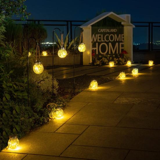 Solar Lantern Lights Waterproof Flickering Flame Garden Light Decorative Solar Hanging Lantern with 2 Modes for Yard Patio Decor