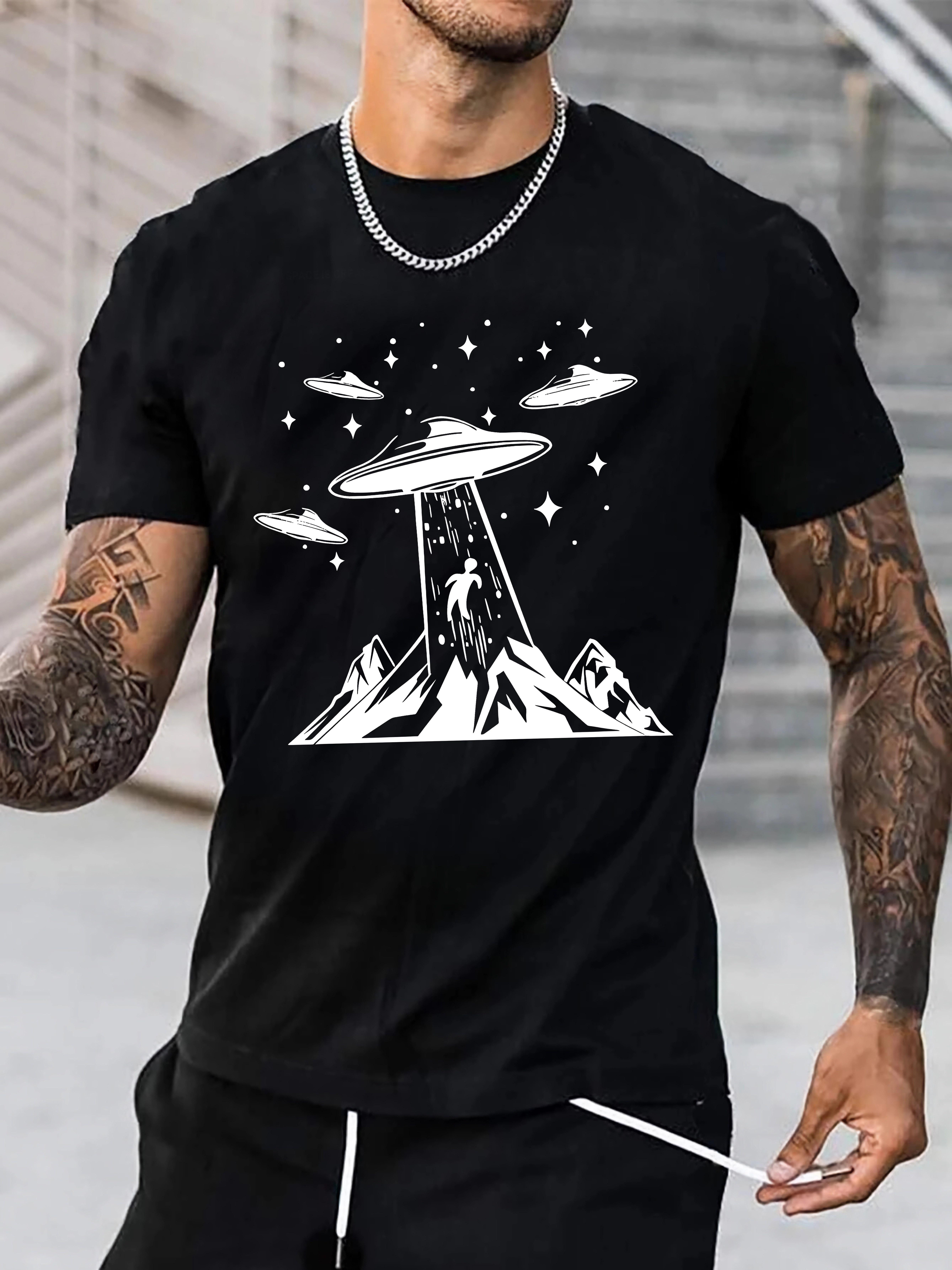UFO Releasing Aliens Print Tee Shirt XXL