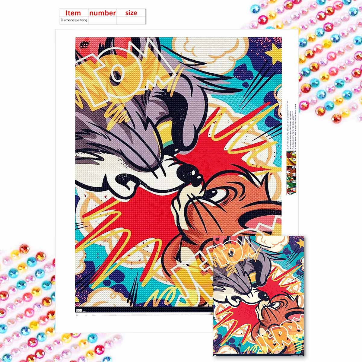 

5D DIY Diamond Art Painting Kits for Adults, Intense Confrontation Full Round Crystal Diamond Kits for Beginner for Home Wall Decorate Round 20x30cm