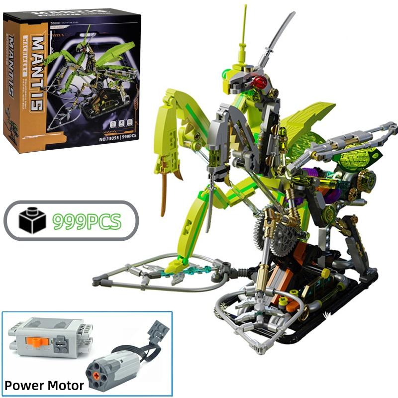 Wucifang Bags Unisex Kids Mechanical Mantis Building Blocks Diy Animal Model Bricks Creative Desktop Decoration Assembly Kids Christmas Birthday Gift