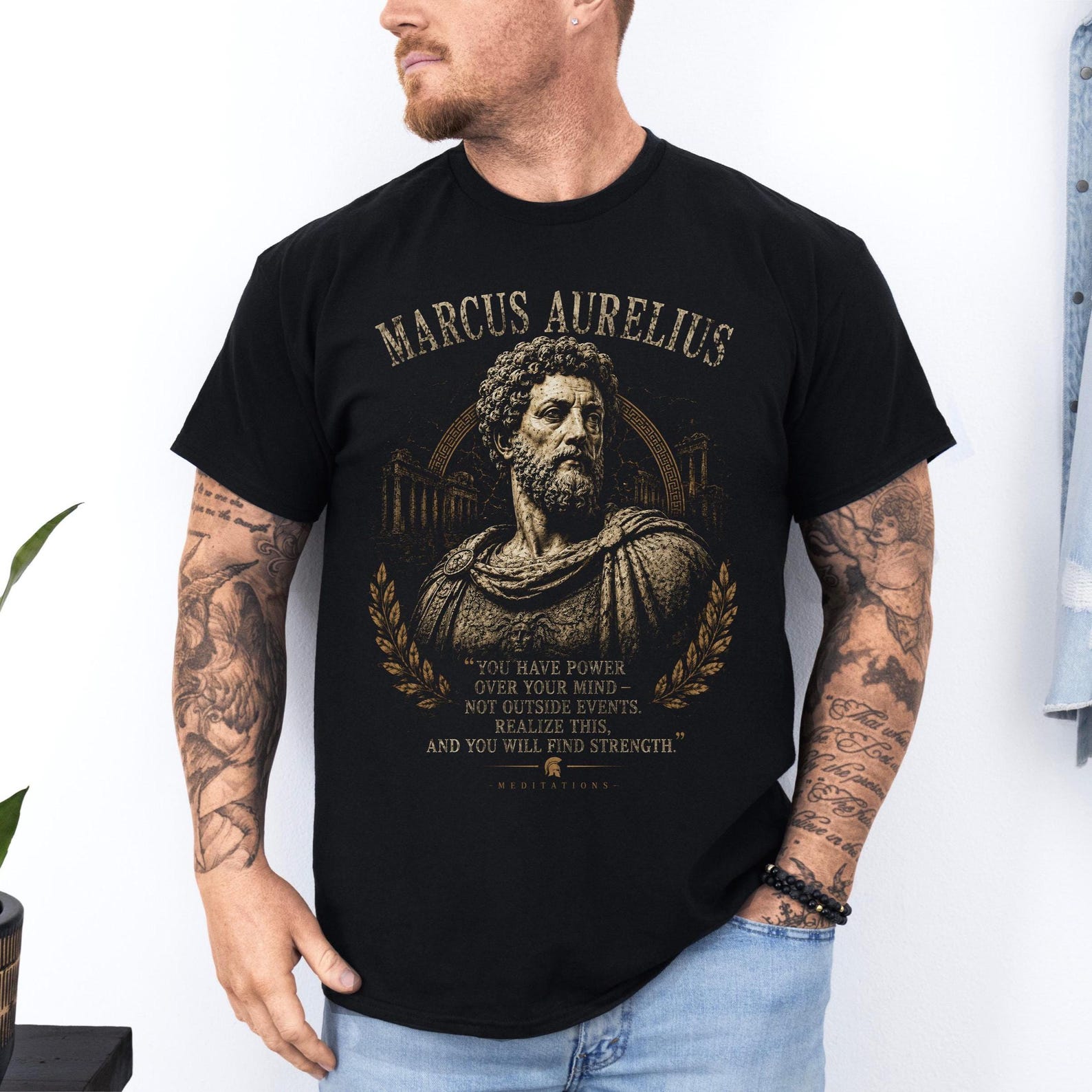 Marcus Aurelius Shirt: Stoic Philosophy Tee | Roman Emperor T Shirt | Stoicism Gift | Motivational Philosophy Tee M