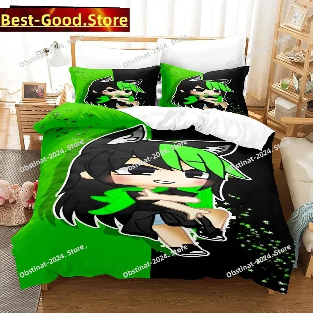 3D Anime Gacha Girl Povlečení s povlakem na polštář Potah na přikrývku Měkké Jednolůžko Dvojlůžko Queen Super King Velikost Domácí textil