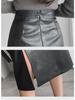2024 Autumn/Winter High-Waisted PU Leather Bodycon Midi Pencil Skirt