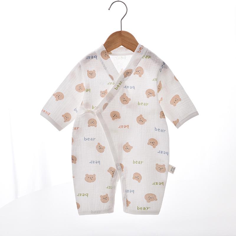 Newborn Summer Gauze Onesie with Belly Protector