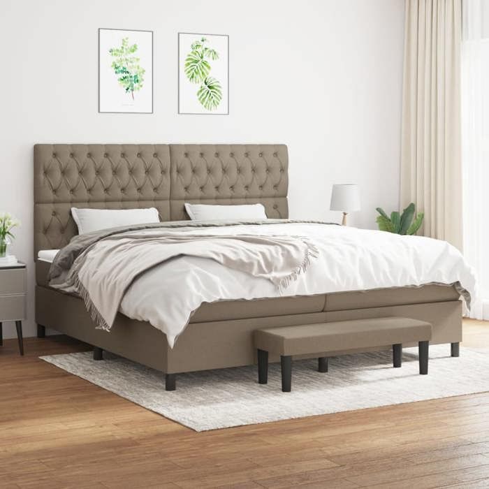 Maison Exclusive - Sommier à lattes de lit avec matelas Taupe 200x200 cm Tissu