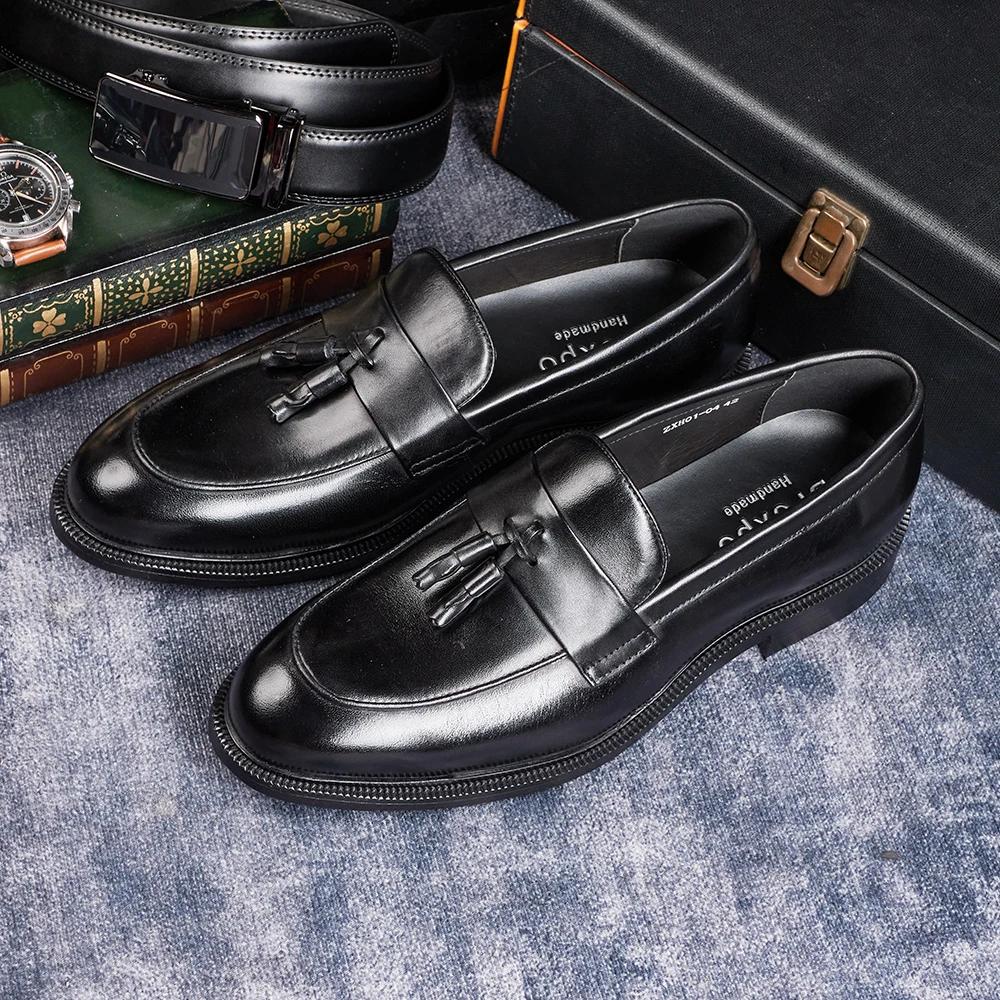 Fashion Men's Casual Breathable Leather Loafers Business Office Driving Moccasins Comfortable Tassel Designers Shoes