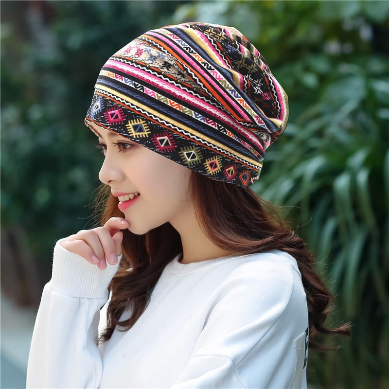 Unisex Beanie Scarf 2-in-1 Ethnic Print Knit Hat with Neck Warmer - Windproof Stretchable Cap for Winter -30°C Cold Proof
