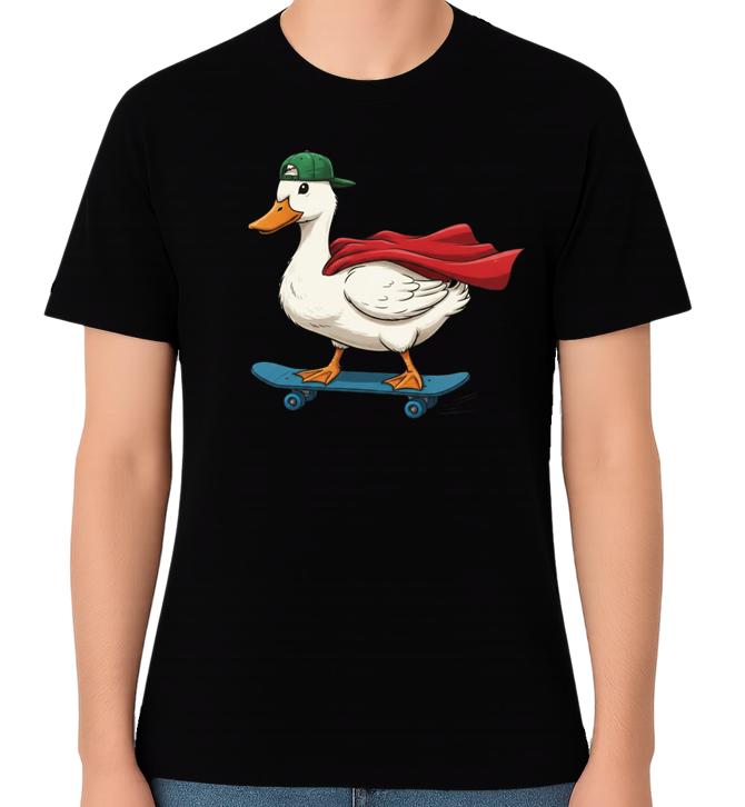 Skateboarding Duck Superhero Funny Unisex Graphic T-Shirt Cool Duck Tee XXXL