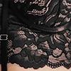 Floral Lace Garter Lingerie Set Deep V Neck 3 Piece Bra and Panty Garter Set for Women Female Black S
