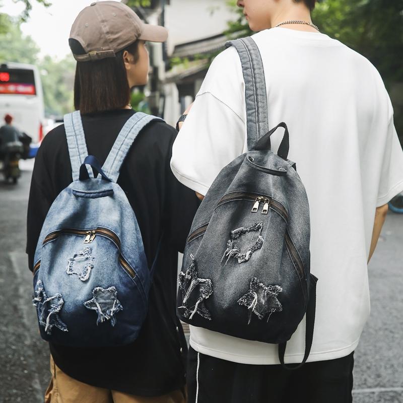 Rucsac Școlar pentru Elevi Rucsac Denim cu Gradient pentru Elevi de Gimnaziu